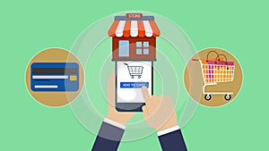 Shopping online app, shopping on Website, ecommerce, shopping online and Digital marketing concept