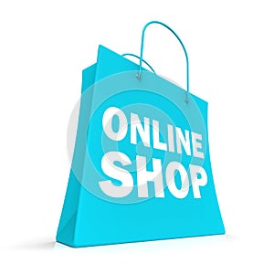 Shopping Online Bag Showing Internet Buying