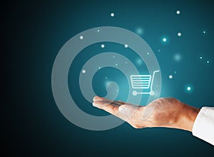 Shopping online concept, online payment authorization on smart phone concept. Payment in e-shop