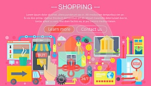 Shopping Online and E-Commerce Shopping concept. Online e commerce infographics template design, web header shopping