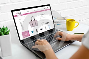 Shopping online through the ecommerce website concept