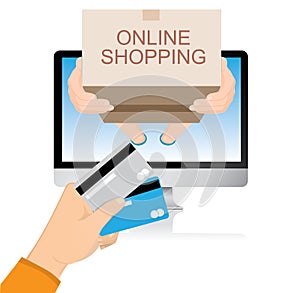 Shopping Online with Hand holding credit card