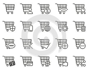 Shopping & Online Shopping Icons Black & White Thin Line Set Big