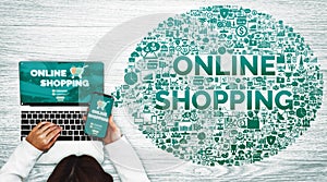 Shopping online and Internet money technology uds