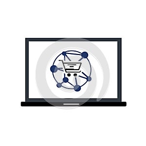 Shopping online universal network icon vector illustration. e-business, Digital marketing or e-commerce concept