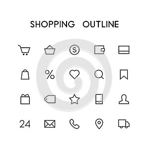 Shopping outline icon set