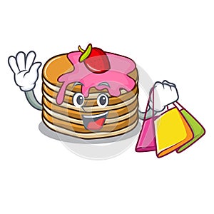 Shopping pancake with strawberry character cartoon