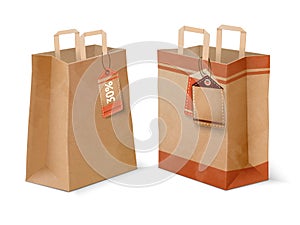 Shopping paper bags and sale labels template