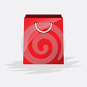 Shopping paper red bag with copyspace. Vector illustration