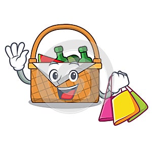 Shopping picnic basket character cartoon