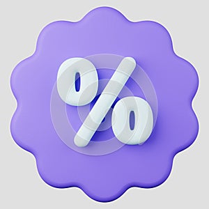 Shopping price tag discount coupon with percent symbol online shopping discount offer sales promotion 3d icon