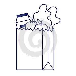 Shopping products inside bag vector design