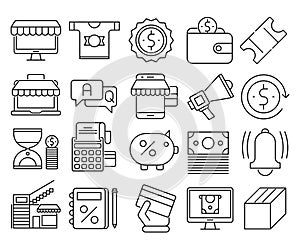 Shopping and retail icons, Simple Mono Line Pictogram Pack.