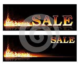 Shopping Sale fire banners