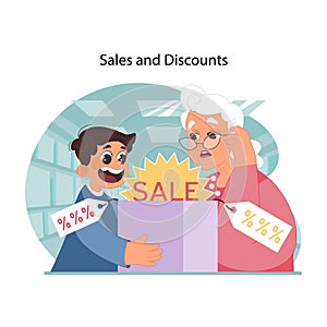 Shopping savings concept. Flat vector illustration