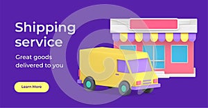 Shopping service online order goods purchase delivery 3d landing page realistic vector illustration