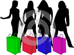 Shopping Silhouettes, vector work