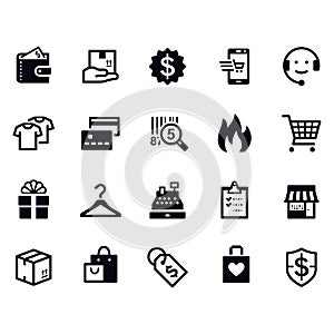 Shopping simple icons set line vector design