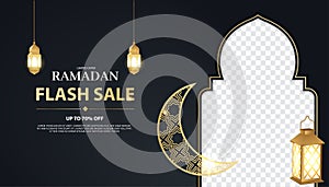 Shopping social media mobile applications websites shopping now concepts Ramadan Sale flyer Geometry ornament islamic luxury dark