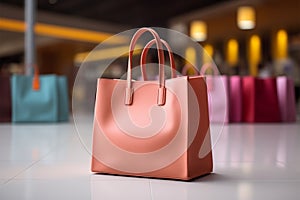 Shopping spree Store stocked with paper bags for customer convenience
