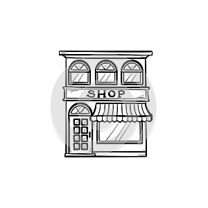 Shopping store hand drawn outline doodle icon.