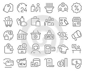 Shopping and store line icons collection. Thin outline icons pack. Vector illustration eps10