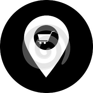 Shopping store location map pin pointer in black circle icon. Element of map point for mobile concept and web app. Icon for websit