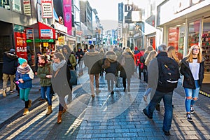 Shopping street Hohe Strasse in Cologne, Germany