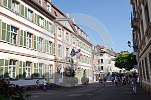 The shopping street Rue des Clefs in Colmar in France