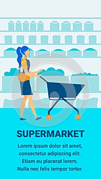 Shopping in Supermarket Vector Poster Template