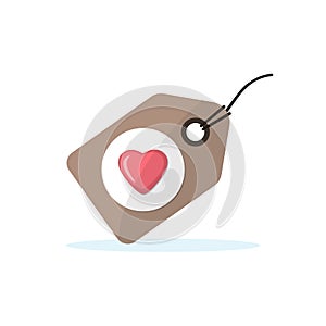 Shopping tag icon with a heart. Valentine day celebration