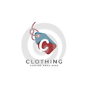 Shopping Tag Logo icon symbol with Letter C. Alphabet C Vector logo template