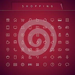 Shopping Thin Icons Set