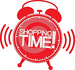 Shopping time alarm clock, vector
