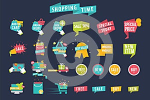 Shopping Time Banner Vector Set