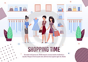 Shopping Time Cartoon Poster with Motivation Text