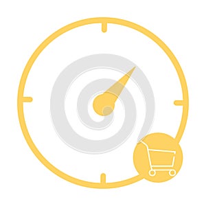 Shopping time, clock, watch icon. Concept of UI design elements. Digital countdown app, user interface kit, mobile clock interface