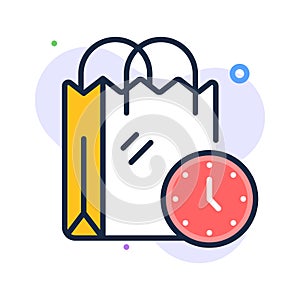 Shopping time icon, scheduled shopping and ecommerce purchases