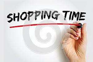 SHOPPING TIME underlined text with marker, concept background