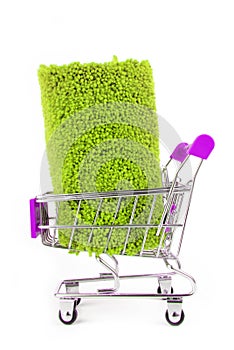 Shopping trolley with carpet isoalted