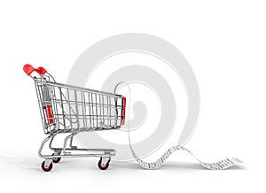 Shopping Trolley With long Receipts