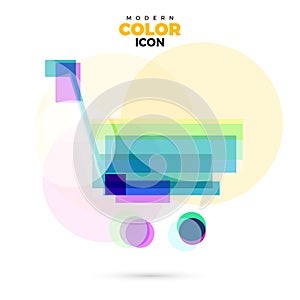Shopping trolley Modern lucent Color Icon for web. New creative design symbol. photo