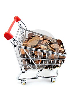 Shopping trolley with money