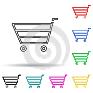 Shopping trolley multi color set icon. Simple thin line, outline vector of navigation icons for ui and ux, website or mobile