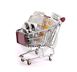 Shopping trolley with pills