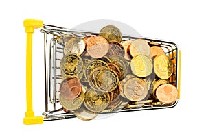 Shopping vart with euro coins