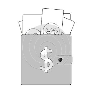 Shopping Wallet simple icon. Dollar sign. USD Money pocket symbol. Quality design elements. Classic style