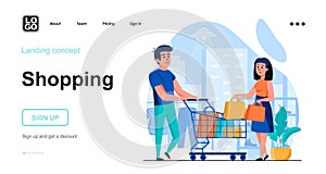 Shopping web concept. Couple making purchase in