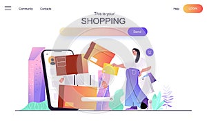 Shopping web concept for landing page