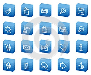 Shopping web icons, blue box series